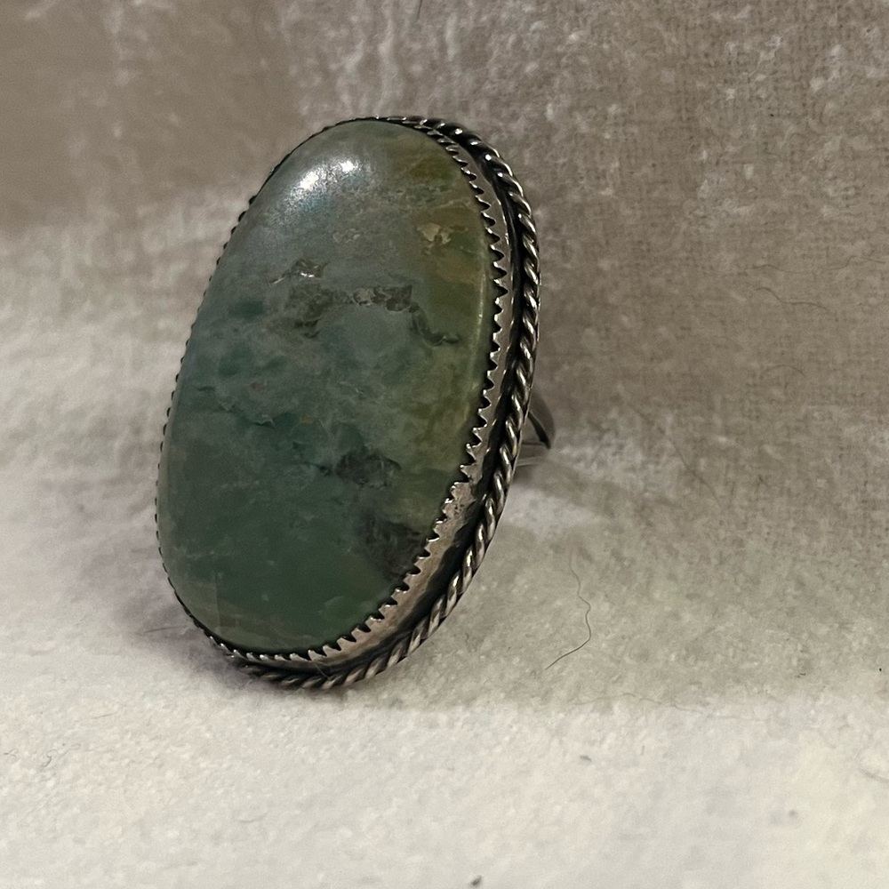 Huge Vintage Native American Sterling Silver Turquoise Ring